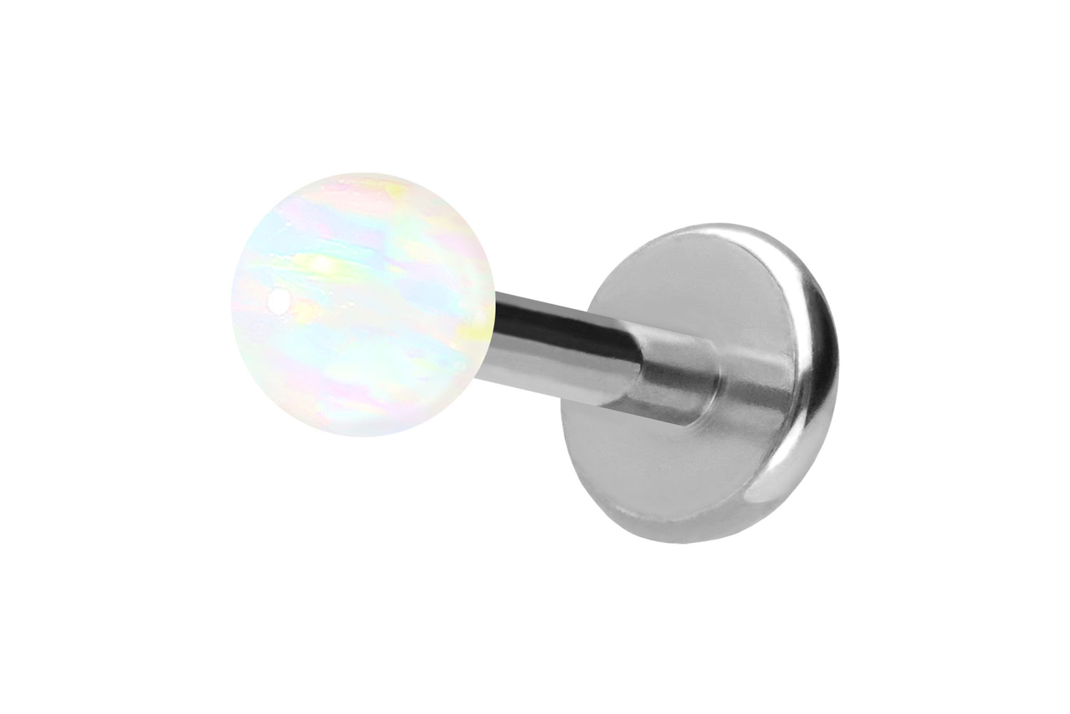 Titan Labret Piercing mit Push Fit SYNTHETISCHER OPAL
